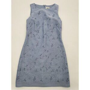 Eliza J Safiya Eyelet Knit Embroidered Sheath Dress Light Blue Women Size 2P